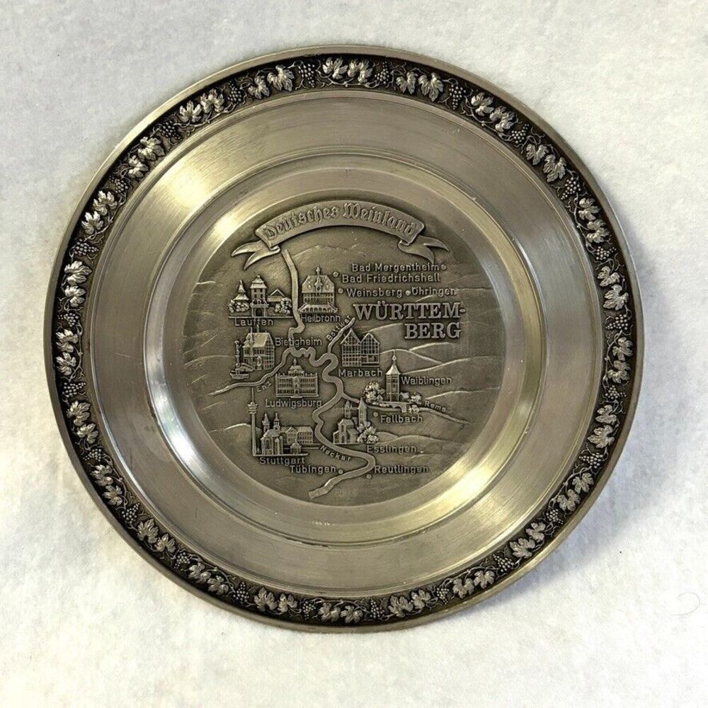 German Wine Gate Württemberg region Germany 95% Pure Tin Decorative Plate‎